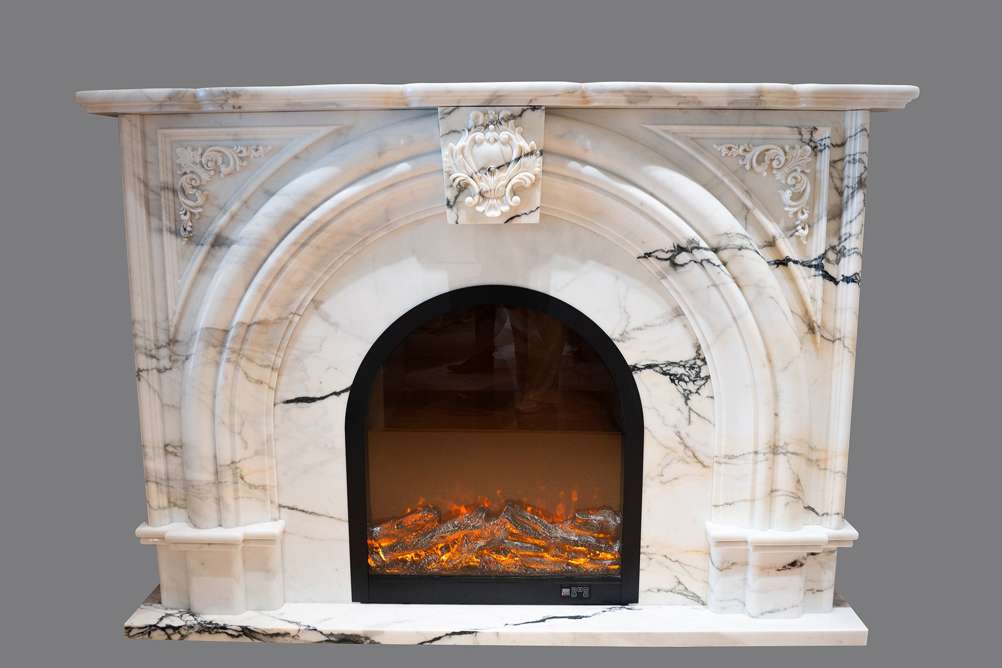 Luxury stone fireplace interior